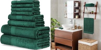 CityComfort 8-teiliges Handtuch-Set: Dick, saugfähig, Baumwolle, Grün