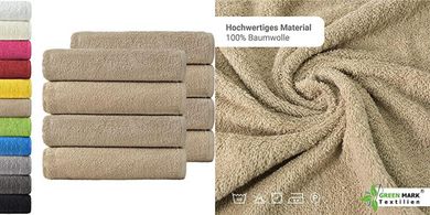 NatureMark 8er Handtuch-Set (50x100cm, Sand/Beige, Baumwolle)