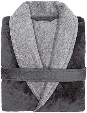 Joop! Unisex Baumwoll-Bademantel, grau, Schal-Kragen