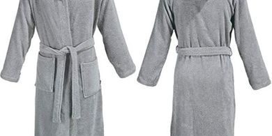 Erwin Müller Unisex Kapuzenbademantel, hellgrau, Größe S
