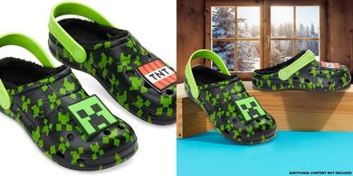 Minecraft Kinder-Clogs mit Fleecefutter und Charms
