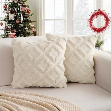 Weicher Boho-Kissenbezug (40x40cm, 2er Set, Beige)