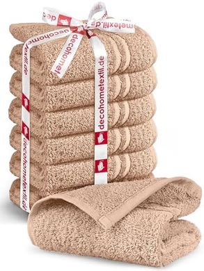 Hochwertiges Baumwoll-Handtuchset (6 beige Gästetücher)