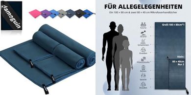 Damoguin Mikrofaser-Handtuch-Set: Groß (180x80cm) + 2 Klein (80x40cm), schnelltrocknend