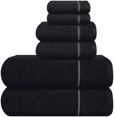 MyOwn UltraSoft 6er-Handtuch-Set: 2 Badetücher, 2 Handtücher, 2 Waschlappen (Schwarz)