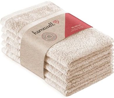 Homewell Handtuch-Set (5x, Beige): weich, saugstark, 100% Baumwolle, Öko-Tex