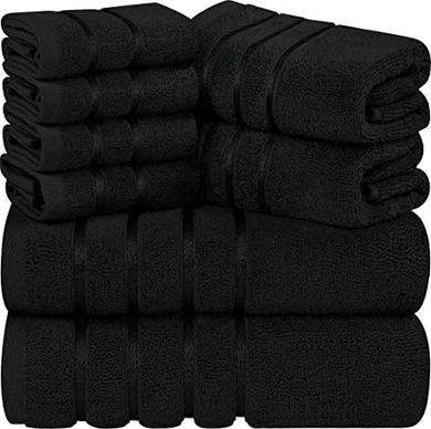 Utopia 8er Handtuch-Set: Baumwolle, saugstark, schnelltrocknend (schwarz)
