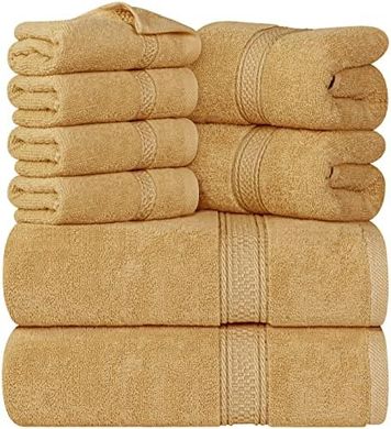 Utopia 8-teiliges Baumwoll-Handtuchset (beige): 2 Badetücher, 2 Handtücher, 4 Waschlappen