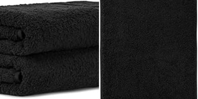 Luckytowel 2er Handtuch-Set, Schwarz, 50x100cm, Baumwolle