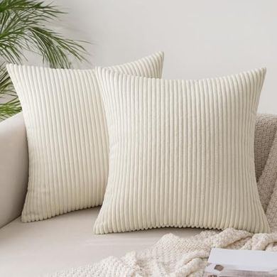 SLOZZI 2er Set Kissenbezüge (40x40cm), beige Cord, Sofa/Wohnzimmer