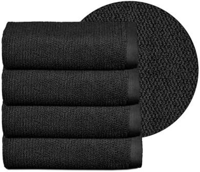 BEAUTEX Premium Frottier Handtuch-Set (Schwarz, 4 Gästetücher)