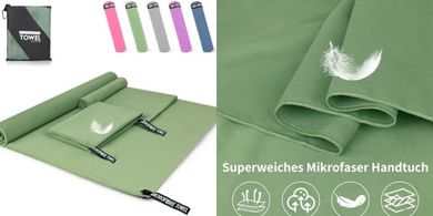 Pfloge® Mikrofaser-Handtuchset: 3 große (180x80cm) + 2 kleine (80x40cm) Handtücher